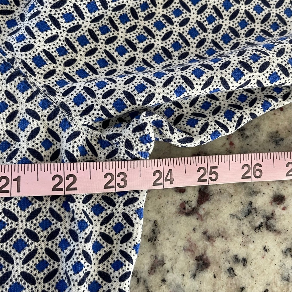 Talbots Geometric Knit Sweater Women XL Blue Preppy Nautical Shoulder Button Top - Picture 6 of 7